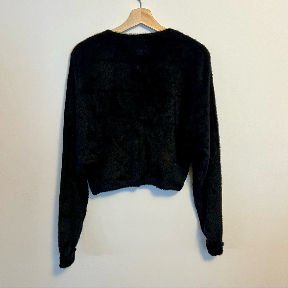 FREE PEOPLE Allegra Cardi Soft Fuzzy Cropped In Black Small - Picture 6 of 6